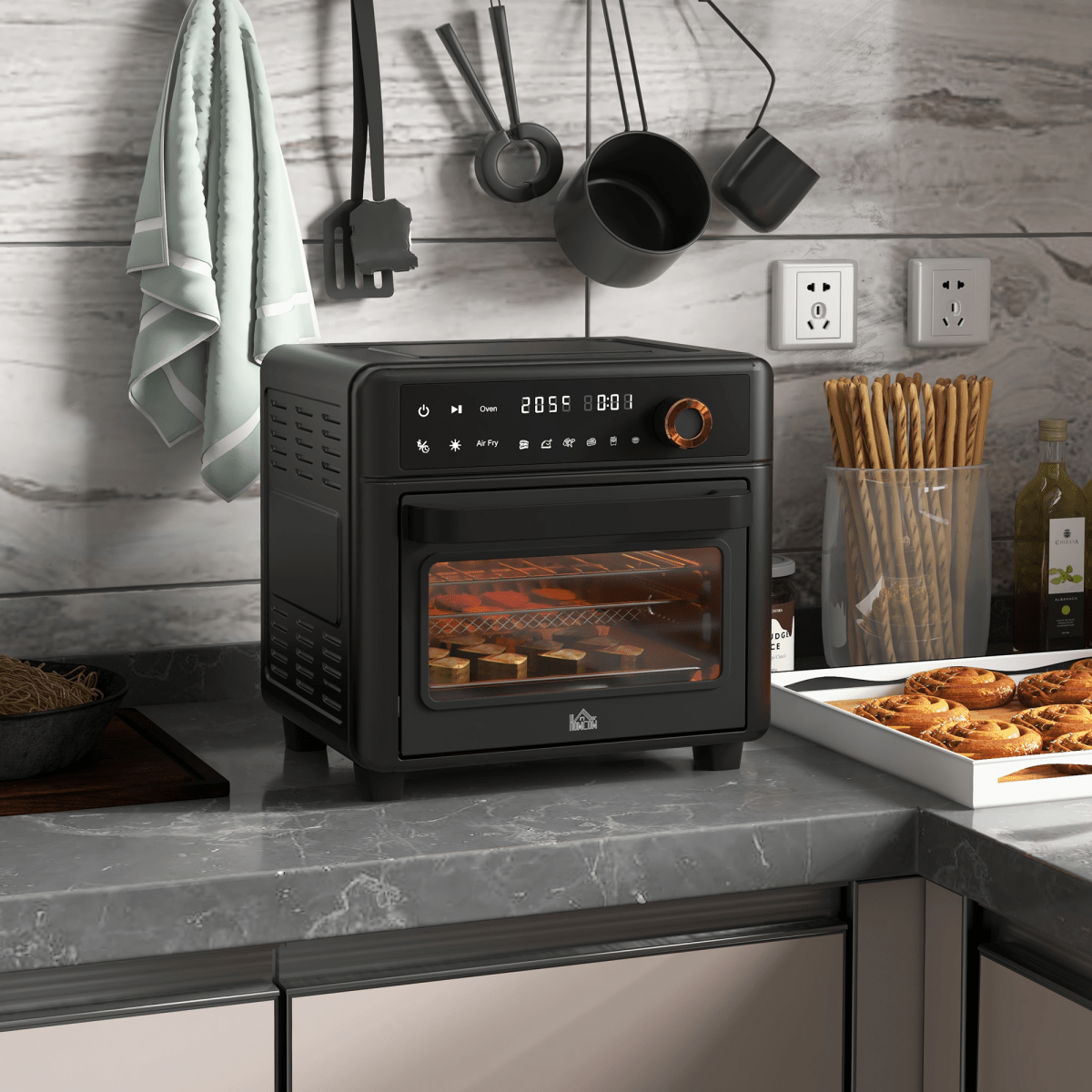 HOMCOM Air Fryer Oven 13L Mini Oven Countertop Convection Oven 1200W Black - Fryora