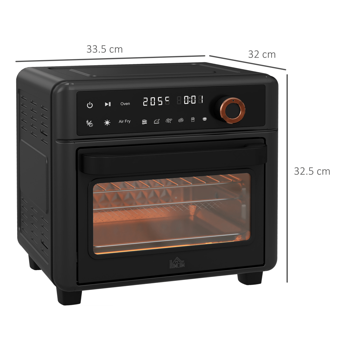 HOMCOM Air Fryer Oven 13L Mini Oven Countertop Convection Oven 1200W Black - Fryora