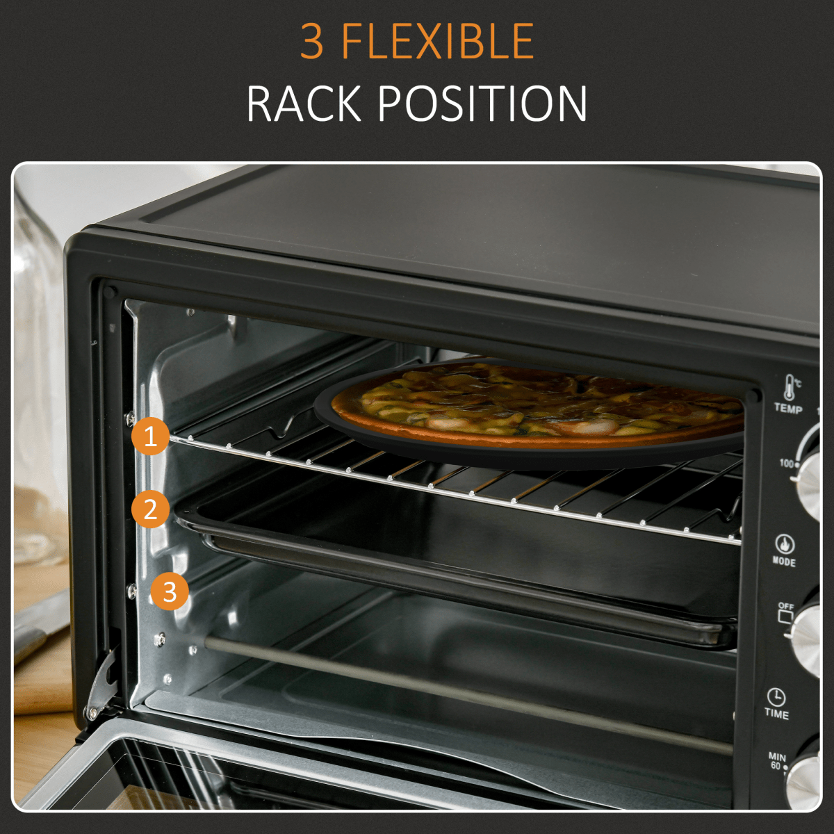 Mini Oven, 21L Grill, Toaster Timer, Baking Tray and Wire Rack, 1400W - Fryora
