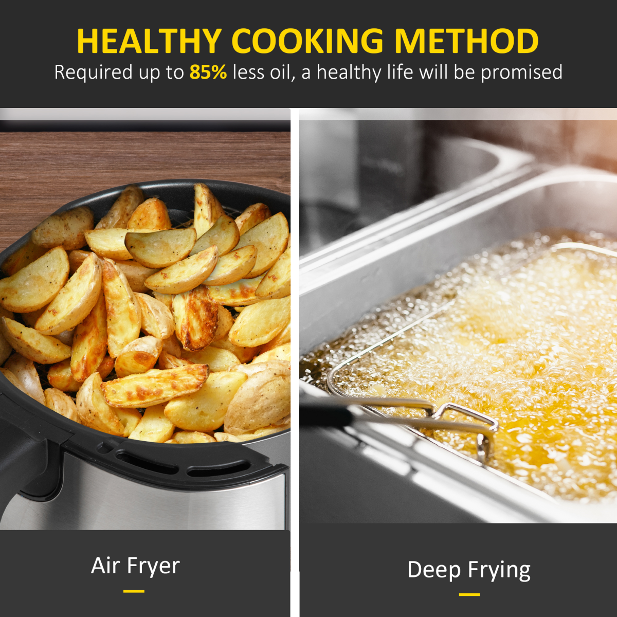 Healthy Chef 6.5L Air Fryer: 1700W with Digital Timer & 8 Cooking Programs