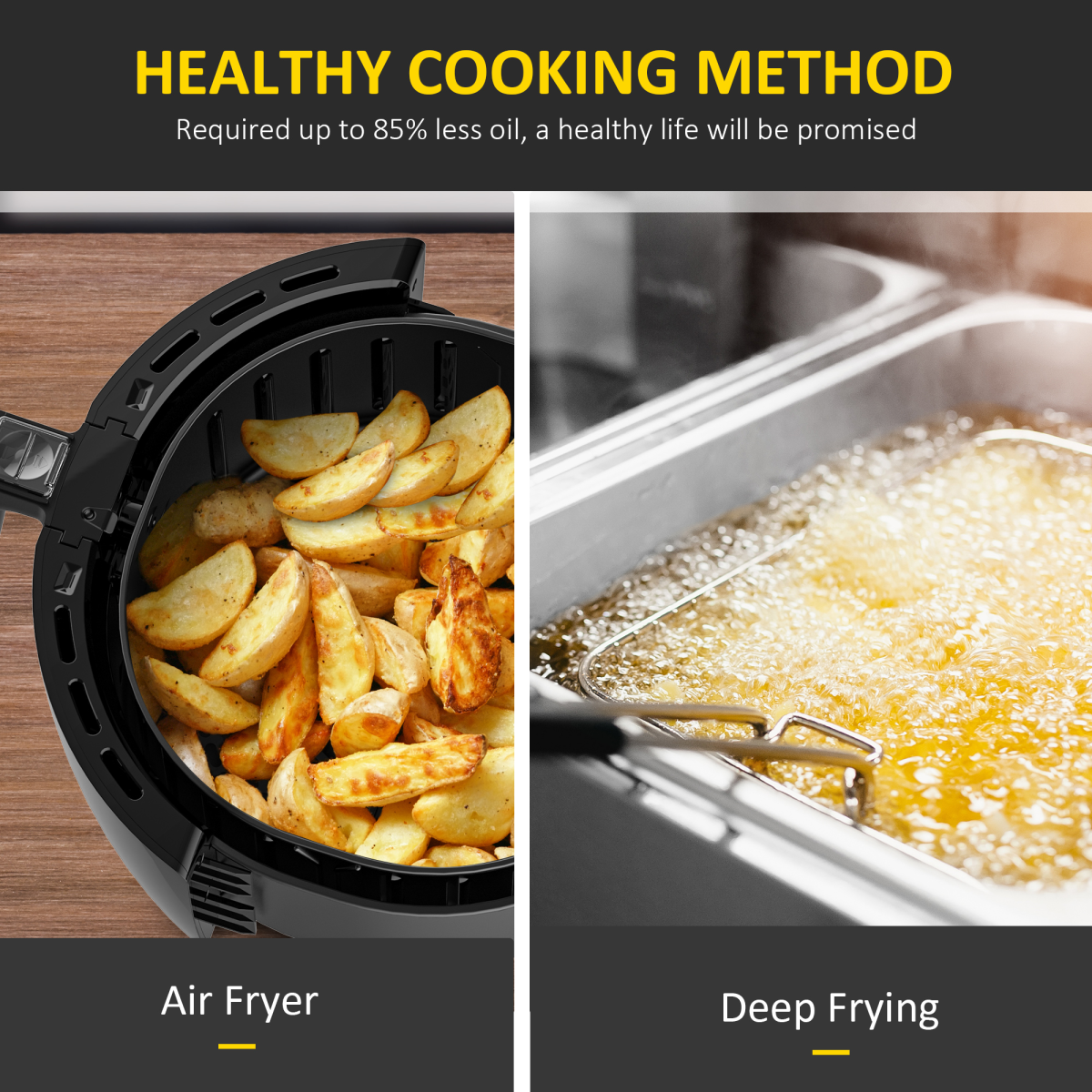 Smart Air Fryer 5.5L Digital Touchscreen - Healthier Cooking, Powerful 1700W!