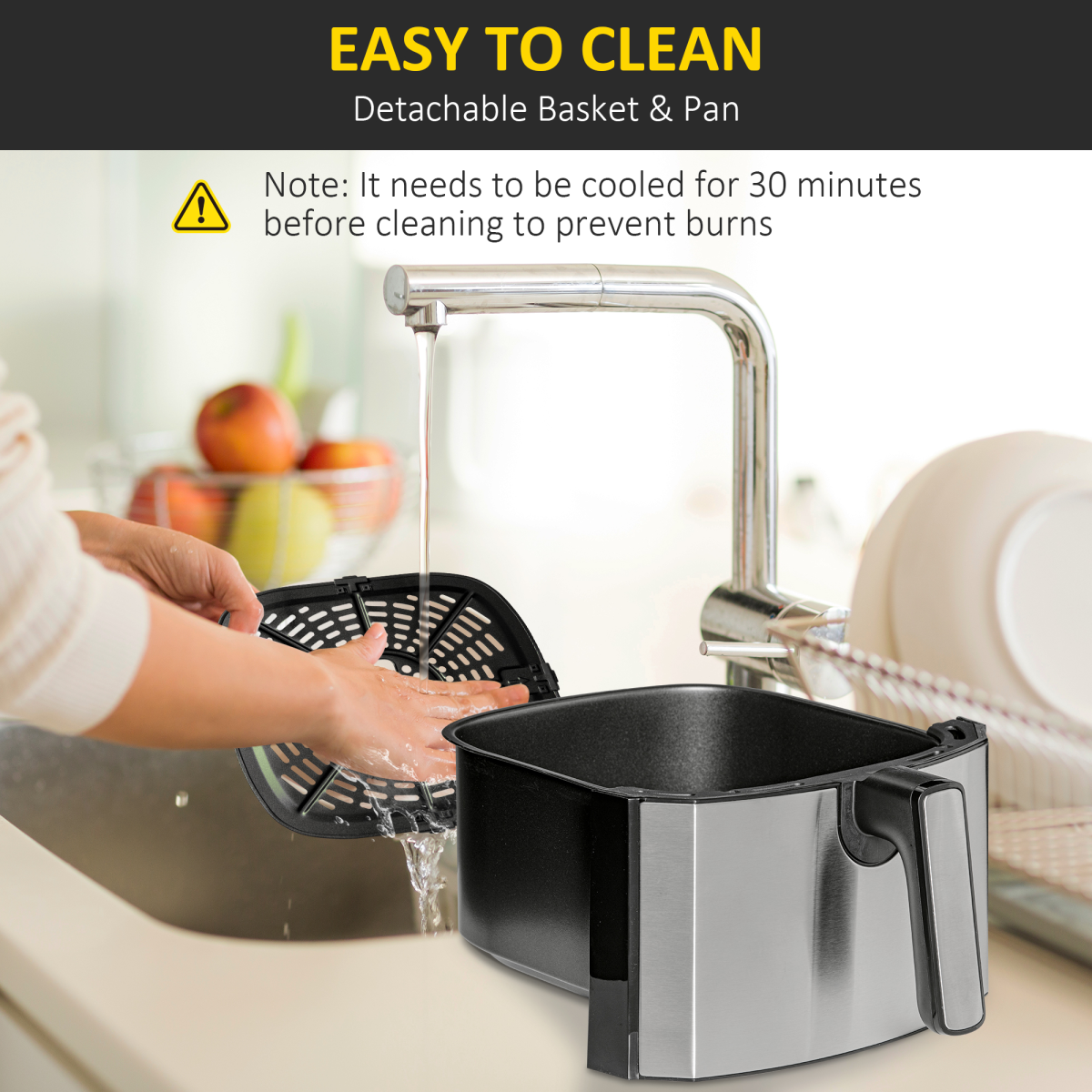 Healthy Chef 6.5L Air Fryer: 1700W with Digital Timer & 8 Cooking Programs