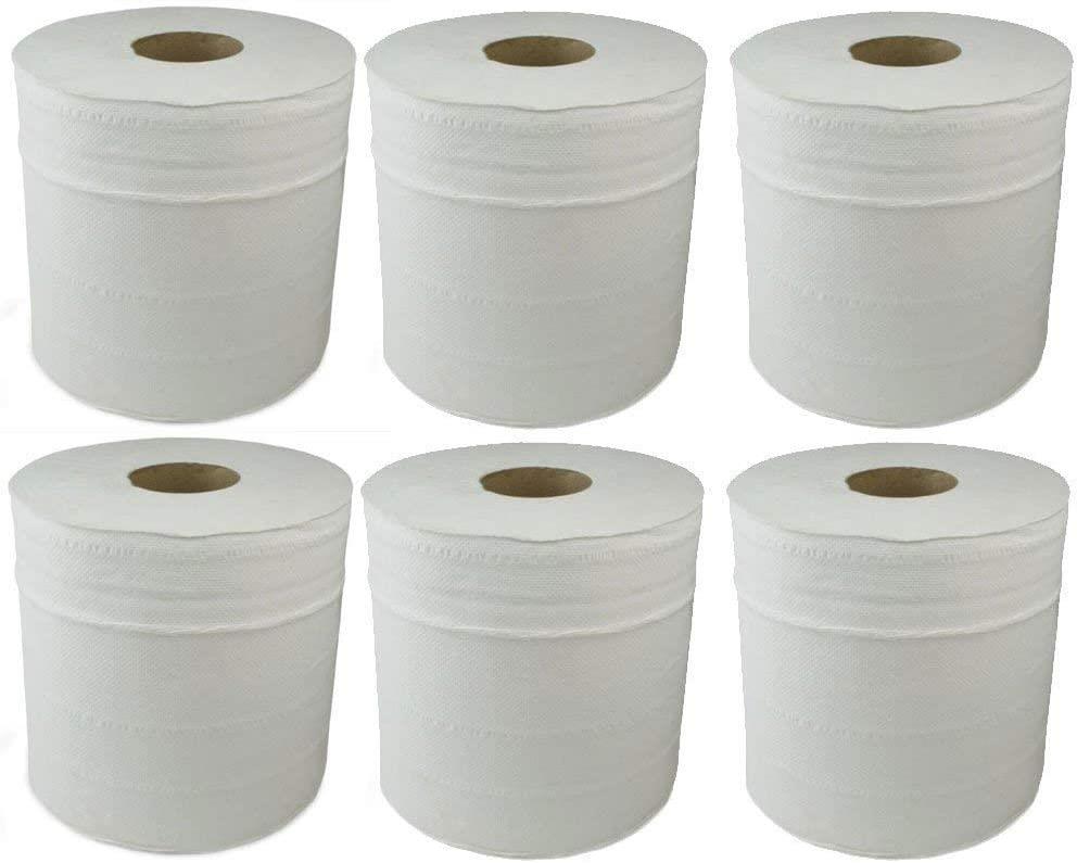 Super Absorbent 6-Pack Recycled White Kitchen Rolls - 70M Length Each