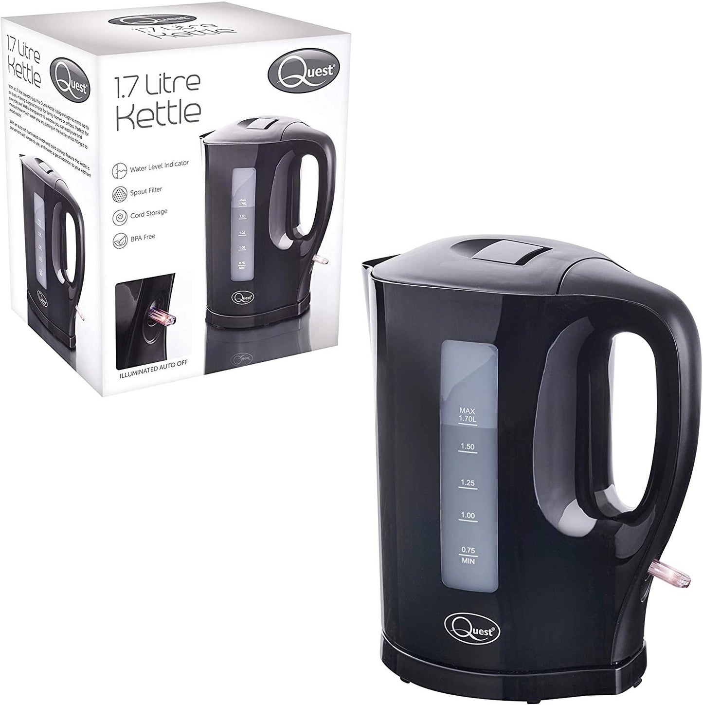 Quest 1.7l Jug Kettle Black - 35109 - Fryora