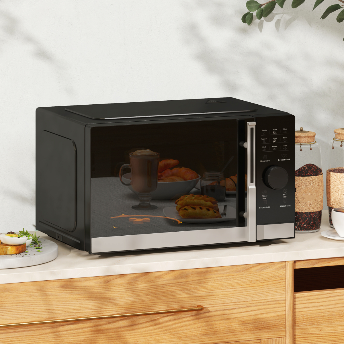 HOMCOM 23L Digital Microwave: Auto Cook, 10 Power Levels, Energy-Efficient!