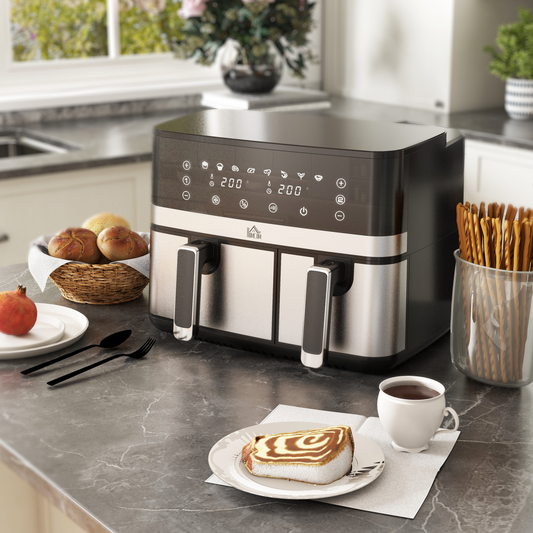 Double Your Flavor: HOMCOM 8.5L Dual Zone Air Fryer with SYNCFinish Technology
