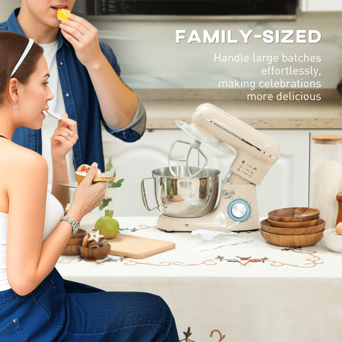 Powerful 1300W Stand Mixer with 4.5L Bowl – Whisk, Knead & Blend in Style! - Fryora