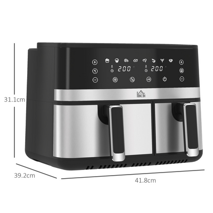 Double Your Flavor: HOMCOM 8.5L Dual Zone Air Fryer with SYNCFinish Technology