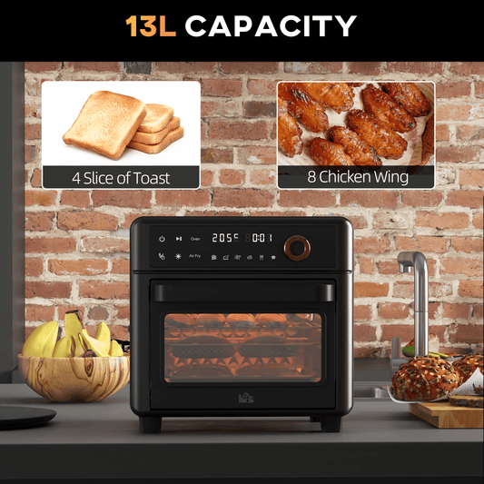 HOMCOM Air Fryer Oven 13L Mini Oven Countertop Convection Oven 1200W Black - Fryora