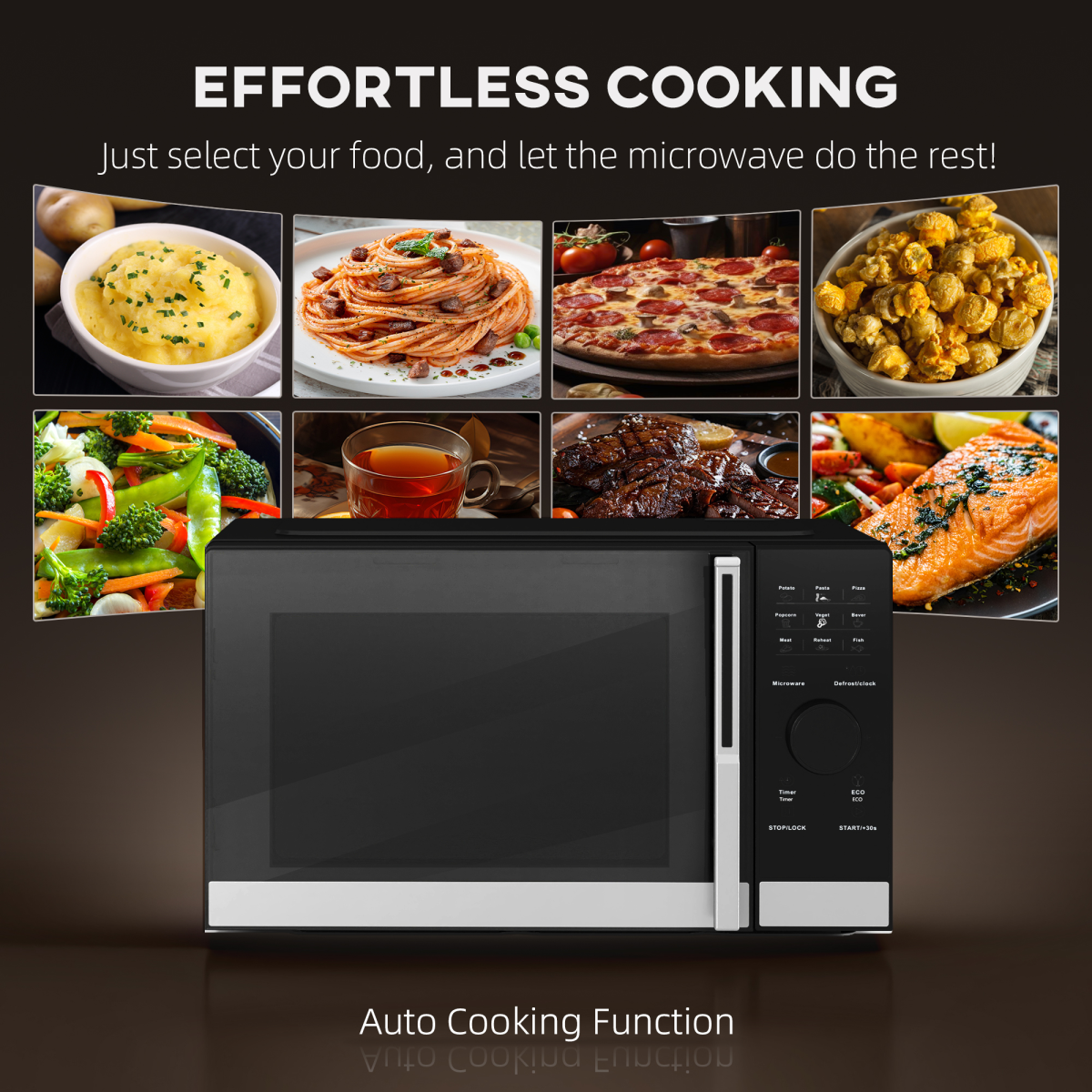 HOMCOM 23L Digital Microwave: Auto Cook, 10 Power Levels, Energy-Efficient!