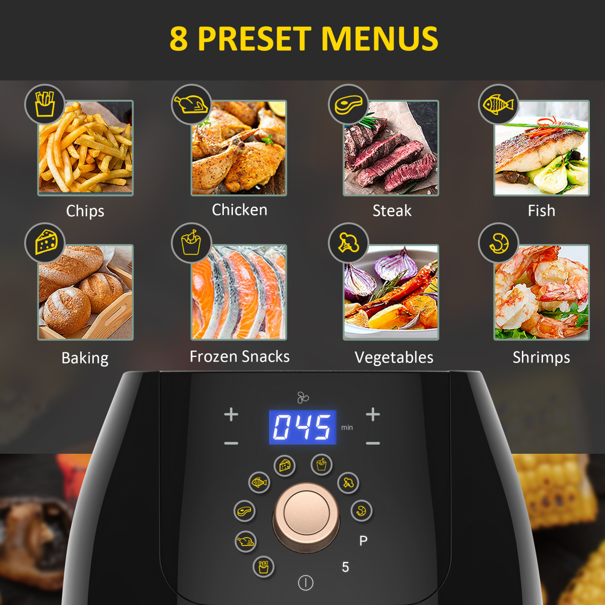 Smart Air Fryer 5.5L Digital Touchscreen - Healthier Cooking, Powerful 1700W!