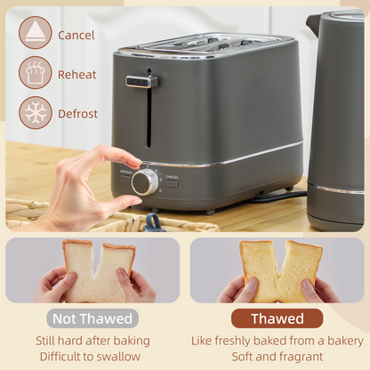 Effortless Mornings: HOMCOM 1.7L Fast Boil Kettle & 2-Slice Toaster Set, Grey