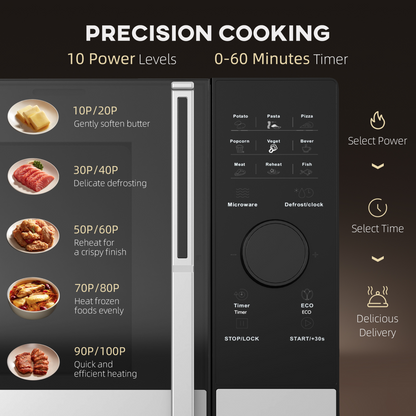 HOMCOM 23L Digital Microwave: Auto Cook, 10 Power Levels, Energy-Efficient!