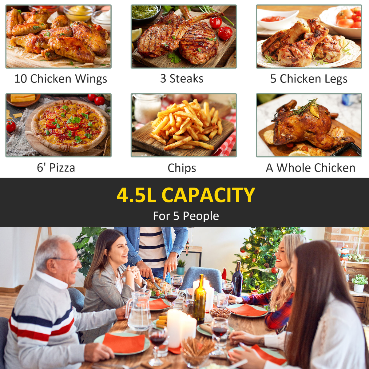 HOMCOM 1500W 4.5L Air Fryer: Healthy Cooking Made Easy & Delicious!