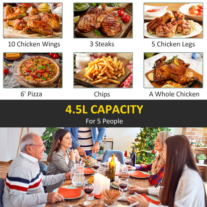 HOMCOM 1500W 4.5L Air Fryer: Healthy Cooking Made Easy & Delicious!