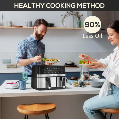 Double Your Flavor: HOMCOM 8.5L Dual Zone Air Fryer with SYNCFinish Technology