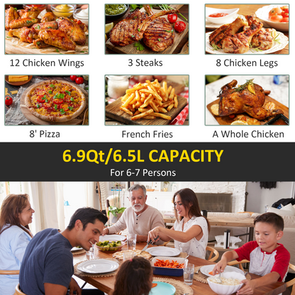 Healthy Chef 6.5L Air Fryer: 1700W with Digital Timer & 8 Cooking Programs