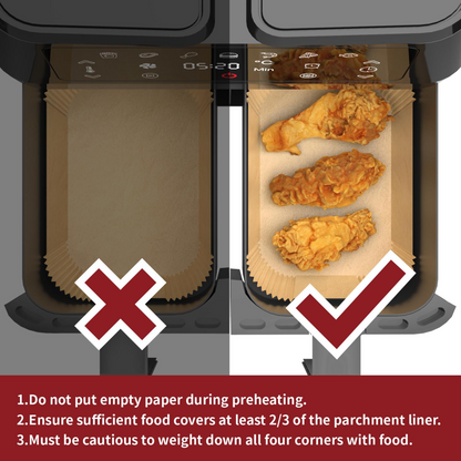 Vinsani Non-Stick Air Fryer Paper Liners – 200 Pack for Effortless Cooking!