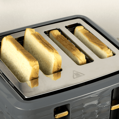 HOMCOM Kettle and Toaster Set 1.7L Rapid Boil Kettle & 4 Slice Toaster Grey - Fryora