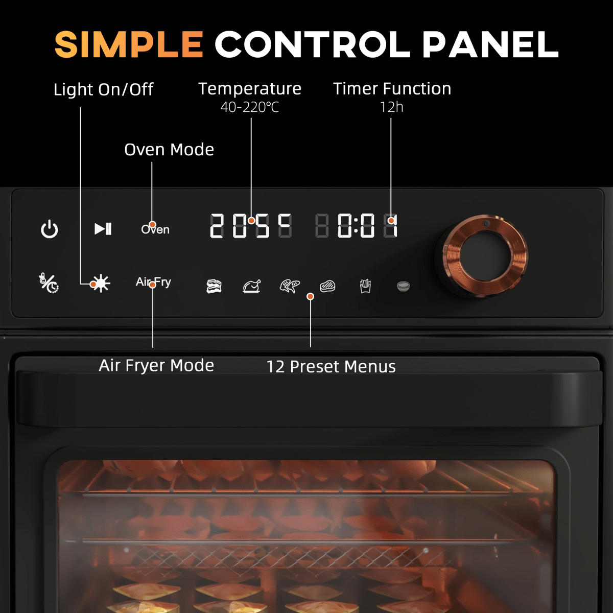 HOMCOM Air Fryer Oven 13L Mini Oven Countertop Convection Oven 1200W Black - Fryora
