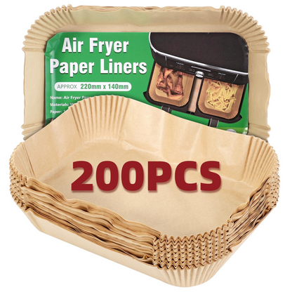 Vinsani Non-Stick Air Fryer Paper Liners – 200 Pack for Effortless Cooking!