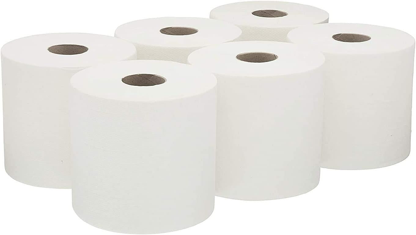 Super Absorbent 6-Pack Recycled White Kitchen Rolls - 70M Length Each