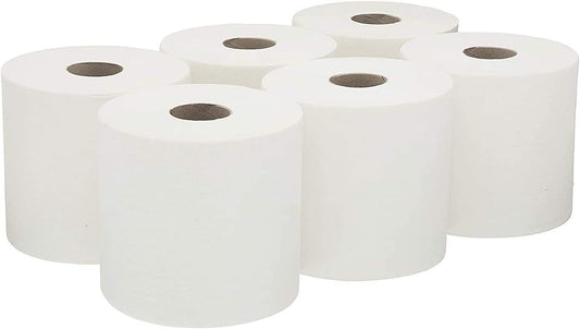 Super Absorbent 6-Pack Recycled White Kitchen Rolls - 70M Length Each