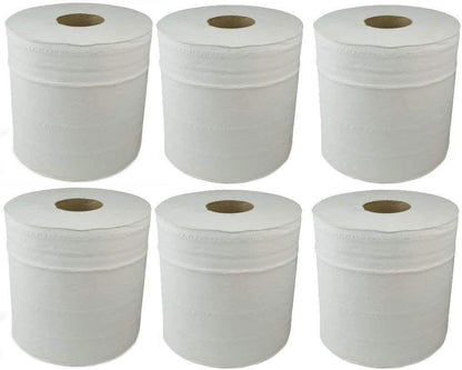 Super Absorbent 6-Pack Recycled White Kitchen Rolls - 70M Length Each