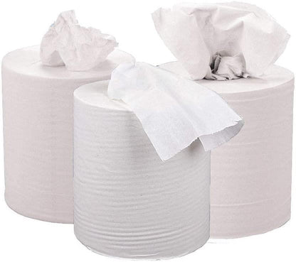 Super Absorbent 6-Pack Recycled White Kitchen Rolls - 70M Length Each