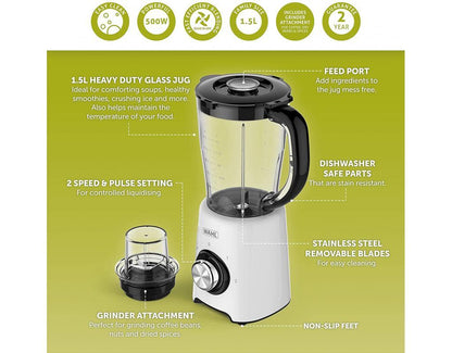 Wahl 500W 1.5L Blender with Grinder - Versatile Kitchen Powerhouse!